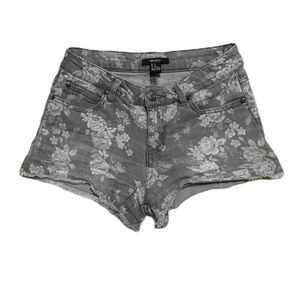 Forever 21 Monochrome Floral Denim Shorts